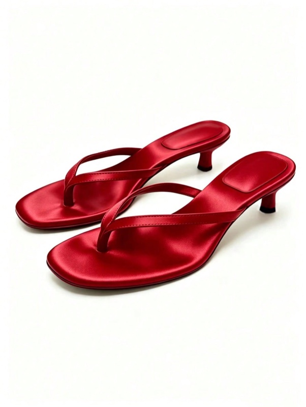 Sandales à talons moyens pour femmes, nouvelles sandales à talons kitten pour le printemps/été 2026, pantoufles de plage et de vacances en extérieur, tongs, mules, rouge
