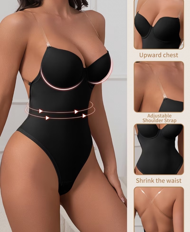 1pc, Gaine Gainante Femme, Soutien-gorge Rembourré à Armatures Non Amovible, Bretelles Transparentes Amovibles, Sexy et Belle