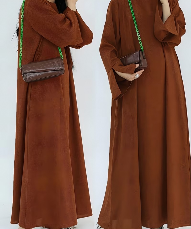 Robe Abaya Femme Couleur Unie Élégante Décontractée Printemps Été Automne Adaptée aux Sorties Quotidiennes des Femmes Vêtement de Prière Abaya Femme (Foulard Non Inclus) Robe Islamique Abaya Été Multiples Manières de Porter