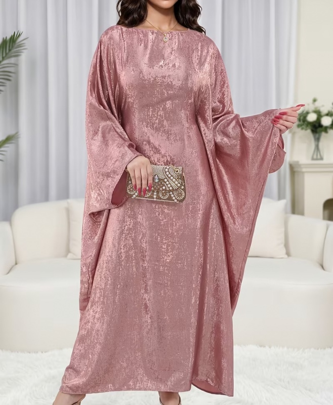 Robe élégante pour femmes 2026, nouvelle collection printemps-été Dubaï Turquie, couleur unie, vêtement musulman, Ramadan, design ample avec ceinture, tissu pailleté, robe mode du Moyen-Orient