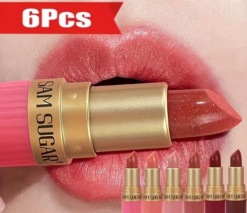 Nouveau produit potentiel : Coffret de maquillage rouge à lèvres - Six rouges à lèvres nacrés, résistants à la décoloration, mats, couleur à lèvres imperméable