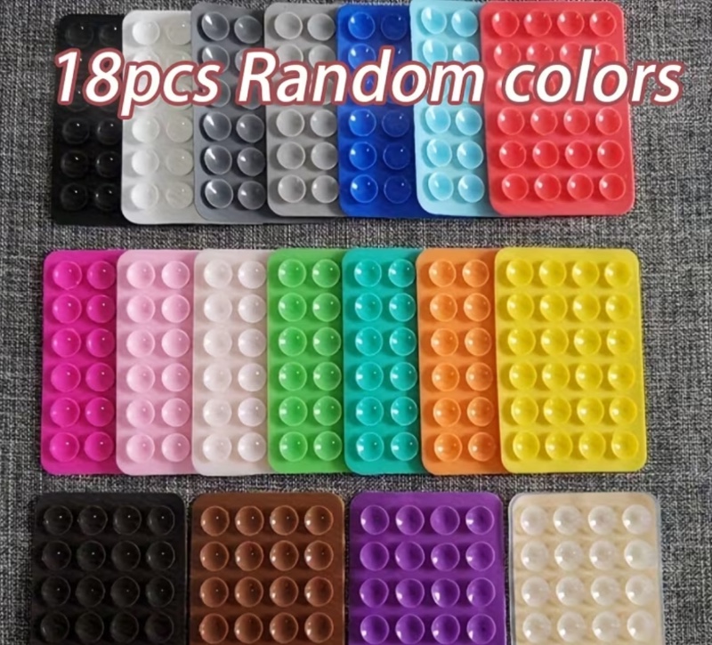 Lot de 18 ventouses multifonctionnelles en silicone pour téléphone, couleur aléatoire - Universelles, forte adhérence, faciles à détacher et réutilisables, adaptées aux étuis de  et supports pour tablette.
