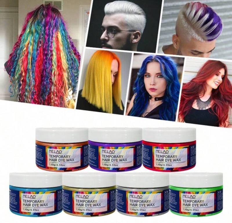 Cire colorée temporaire pour cheveux, MELAO Cire capillaire multi-couleurs, se lave facilement, pour les fêtes, 130g/4,59oz