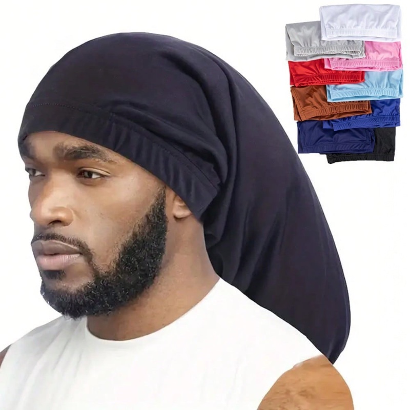 ZTZI Durag à longue queue doublé de satin extensible pour hommes - Bandeau respirant et doux pour dreadlocks et tresses, été, plage, vacances, festival, voyage