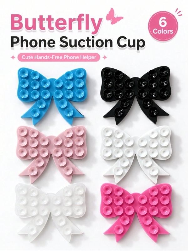1 pièce Support de téléphone en silicone avec ventouse en forme de nœud mignon, sans résidu - Support universel pour selfie et vidéo, support miroir en silicone robuste, support de téléphone en forme de nœud coloré, style fille.