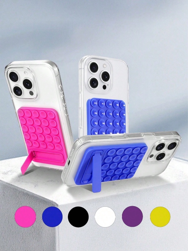 1 pièce Support de téléphone portable en silicone avec ventouse adhésive puissante, stable et portable. Support de téléphone en silicone avec ventouse anti-dérapante pour selfies et vidéos, de couleur mixte.