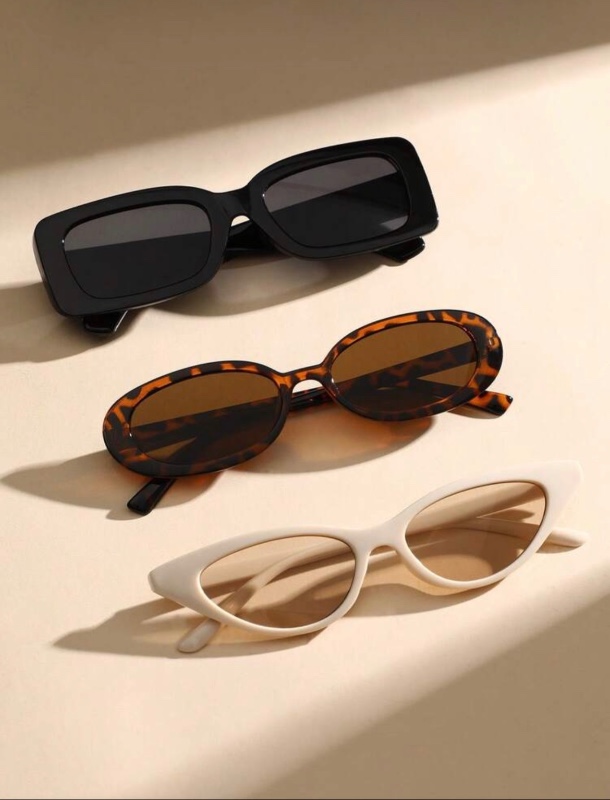 3 pièces/set Lunettes de soleil classiques et élégantes polyvalentes pour femmes, convenant pour la conduite en extérieur, le camping, la vie quotidienne, la photographie de rue, les vacances à la plage tropicale et autres occasions . Convient à différent