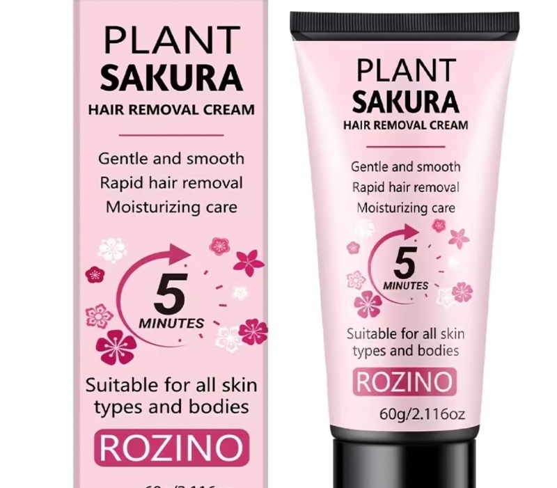 Épilation Instantanée, Utilisation Unique, Effet 3 Mois, 60G Sakura, Non Irritante pour la Peau, Épilation Semi-Permanente Lisse et Sans Résidus, Utilisée pour l'Épilation du Visage, des Lèvres, des Aisselles, des Jambes, des Bras et des Parties Intimes