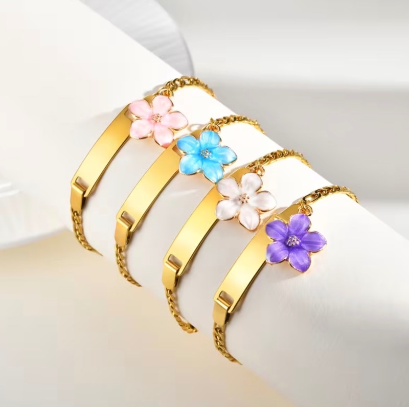 Bijou pour enfant personnalisé avec nom, Bracelet au design exquis avec breloque fleur de cerisier