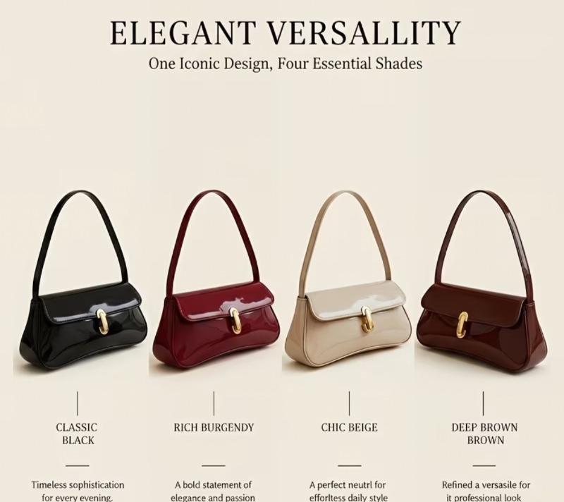 Sac à bandoulière simple en cuir maroquin, Sac à main baguette, Sac à bandoulière rétro, Pochette à fermoir doré, Pochette de soirée, Sac polyvalent jour et nuit, Portefeuille minimaliste, Nouveautés de mode pour femmes, Sac de rendez-vous, Sac de travail