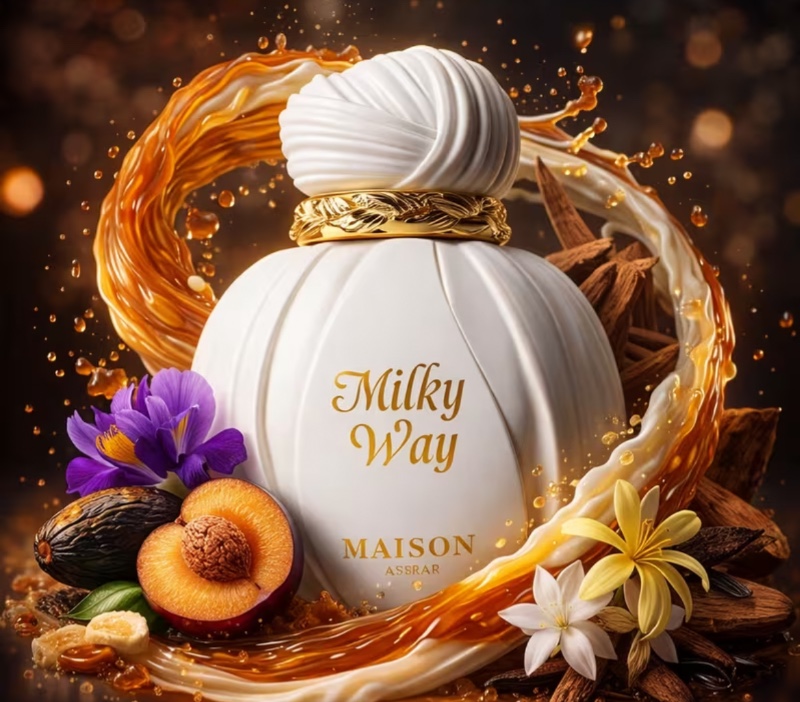MAISON ASRAR Milky Way Eau de Parfum 100ml – Parfum Gourmand Caramel Lait Sucré Prune Vanille Tonka
