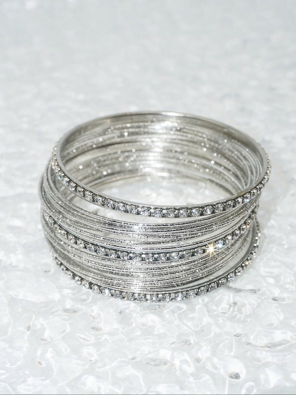 Bracelet En Argent Incrusté De Diamants En Alliage Pour Femmes De Mode De Style Européen Et Américain Ciel Étoilé
