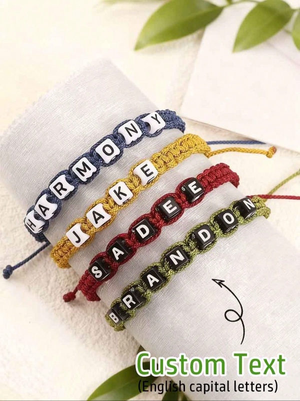 1 pièce Bracelet de couleur unie, personnalisable avec lettre/nom, minimaliste et élégant, convient comme cadeau de Noël/anniversaire pour la mère, la famille, les amis