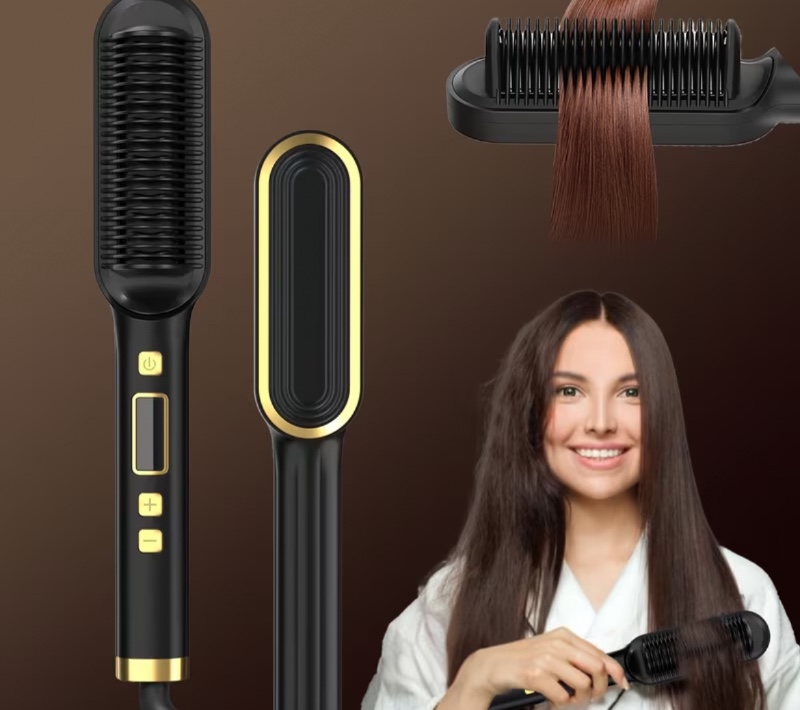 Brosse lissante à domicile avec plusieurs températures, idéale pour les débutants, lisseur pour cheveux