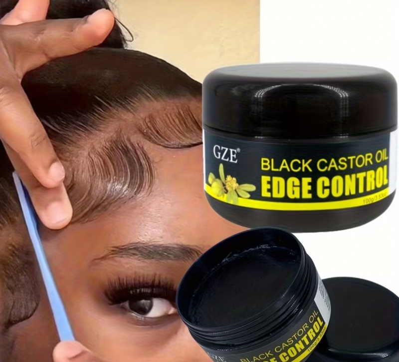 Pack de 2 Pommades à Cheveux GZE Huile de Ricin Africaine pour Contrôle des Bords, Gel Tressé et Locs avec Tenue Extra Forte contre les Frisottis pour Coiffures Lisses et Brillantes
