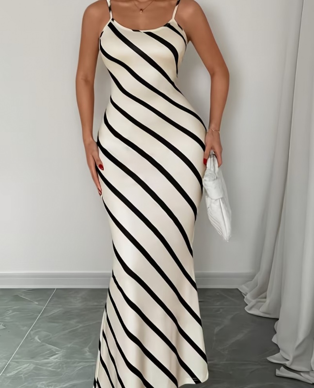 [Robe à Rayures] Robe Séduisante à Rayures