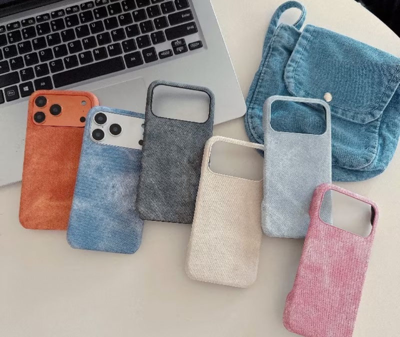 Housse de téléphone - Housse rétro en motif denim pour iPhone 17promax 17 16 15 14 13 12 11 - Coque de protection anti-chute