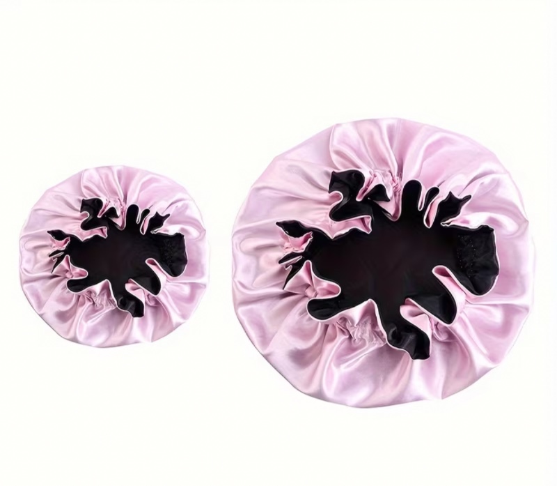 Ensemble de 2 Bonnets Maman et Moi, Bonnets en Satin pour Femmes, Bonnet de Nuit en Satin Double Couche avec Élastique, Bonnet en Satin pour Cheveux Bouclés, Bonnet en Satin pour Cheveux, Bonnet de Nuit Ajustable pour Femmes