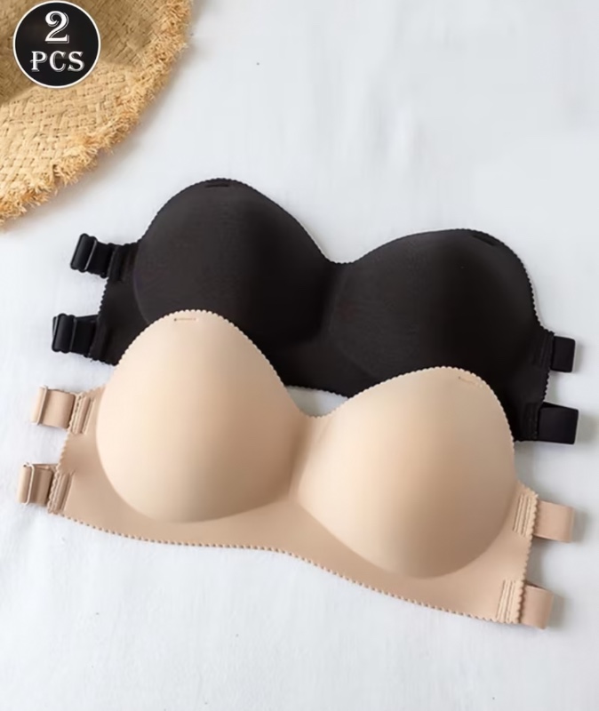 Ensemble de 2 brassières sexy sans dos ni bretelles, avec armatures invisibles pour rehausser et sculpter la poitrine.