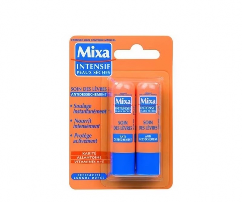 Mixa - Soin des lèvres anti-dessèchement 2 x 4,7 ml - Pour peaux sèches