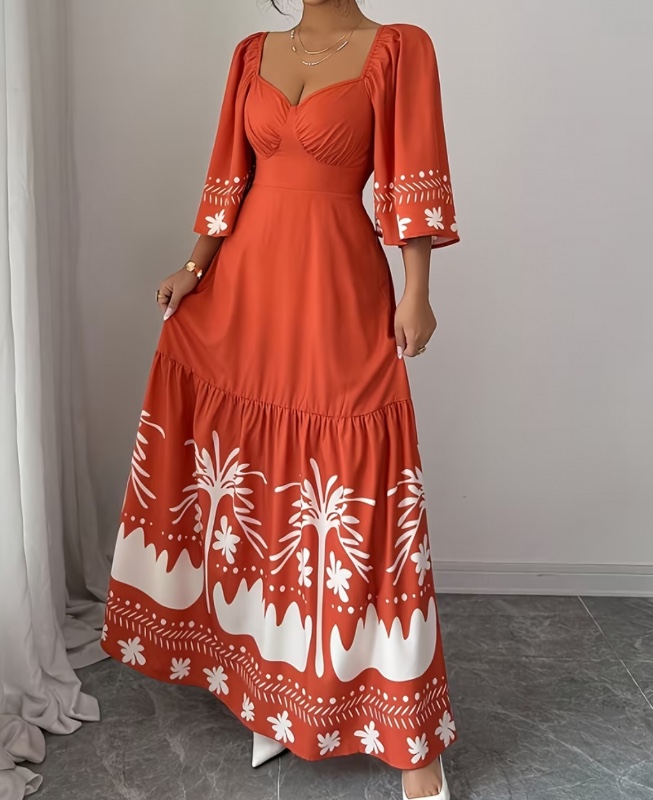 Nouvelle robe d'été pour femme, idéale pour les vacances, dotée de manches à volants et d'un motif tendance ; parfaite pour une tenue décontractée ou des sorties.