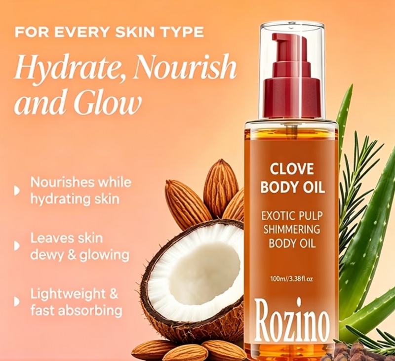 Huile corporelle au clou de girofle aux puissantes propriétés hydratantes, raffermissantes et illuminatrices ; elle adoucit et nourrit la peau. Adaptée aux soins du visage et du corps, au bain, au Gua Sha ainsi qu'au massage des bras, du dos et de l'ensem