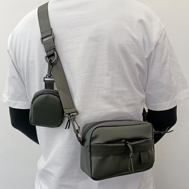 Sac bandoulière décontracté pour homme, sacoche, sac d'épaule, pochette, étui pour téléphone, sac pour petits objets, petit sac à dos noir ; convient pour téléphone, clés, monnaie, petits objets ; idéal pour le fitness, l'exercice, les voyages, les sortie