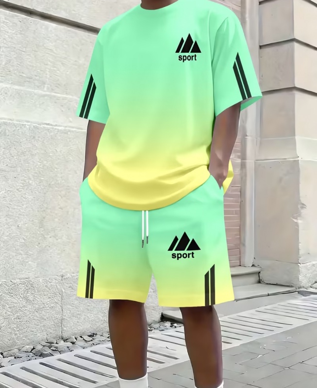 Ensemble de sport décontracté et tendance pour homme – Ensemble d'été 2 pièces (haut à manches courtes et short)