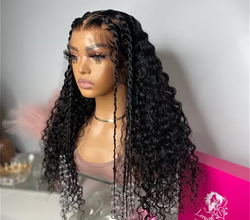 1 perruque Lace Front (13x4x1) noire, longue (66 cm), texture Kinky Curly, densité 180 % – Fibre synthétique douce et résistante à la chaleur, idéale pour un usage quotidien.