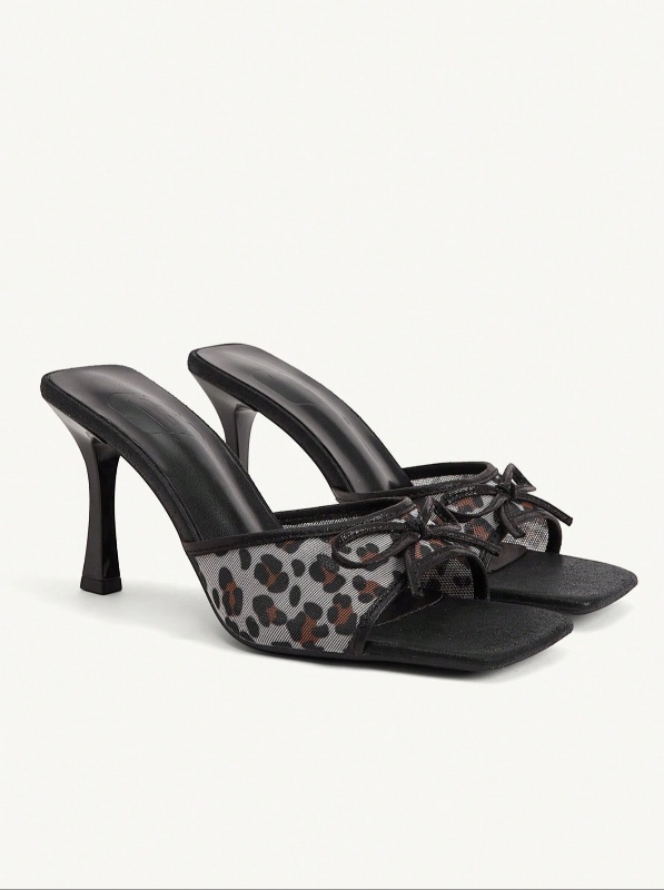 CUCCOO CHICEST – Chaussures pour femme : bout carré, talon fin, style sexy et tendance, modèle à enfiler avec nœud. Idéales pour banquets, soirées, clubs, mariages ou sorties. Sandales à talons hauts et bout ouvert, mules élégantes pour l'été.