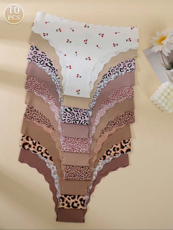 Lot de 10 bas de bikini pour femme à motif léopard, tissu confortable, assortiment multicolore
