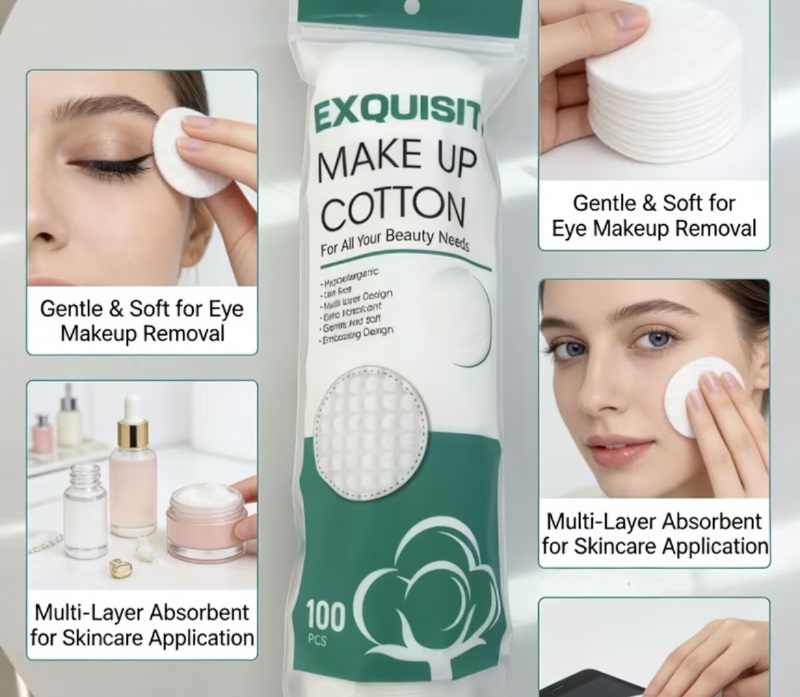 Lot de 100 cotons de haute qualité à 3 épaisseurs et texture perlée | Épais et aux bords scellés | Idéals pour les masques à la lotion, le démaquillage et les massages