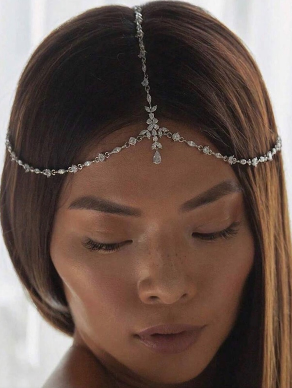 Bohemian Fashion Water Drop Pendant Head Chain, Shiny Accessory For Women's Formal Dresses, College Style Hair Chain Head Jewelry Head Pieces Jewelry, Hair Jewellery, Wedding, Festival Outfits, Rave Accessories, Hair Accessories, Bride To Be