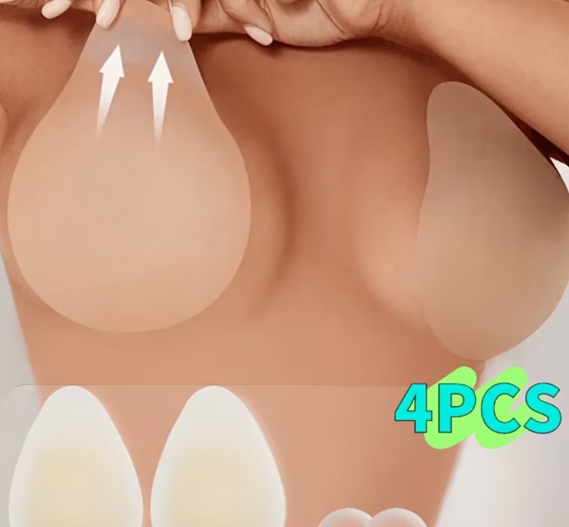 Lot de 4 cache-tétons invisibles, auto-adhésifs, lavables et anti-frottement ; adaptés aux maillots de bain, paréos, tankinis, baignades en mer, sources chaudes, voyages, parcs aquatiques, piscines, hauts dos nu et au quotidien.