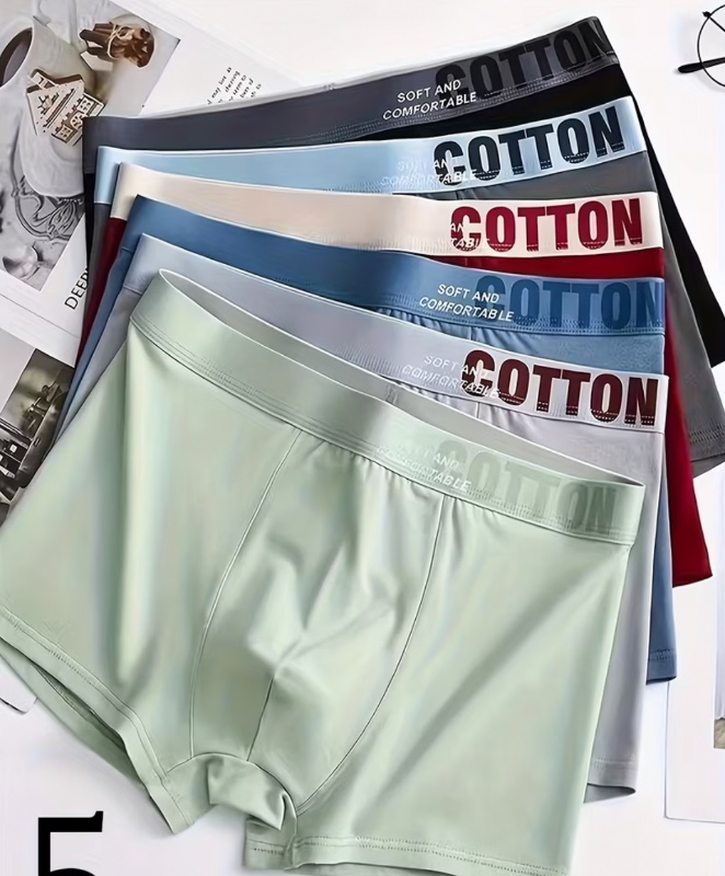 Lot de 5 boxers pour homme (modèles aléatoires) : motifs lettres, maille avec inscription, style color-block, associations de couleurs haut de gamme, doux et confortables.