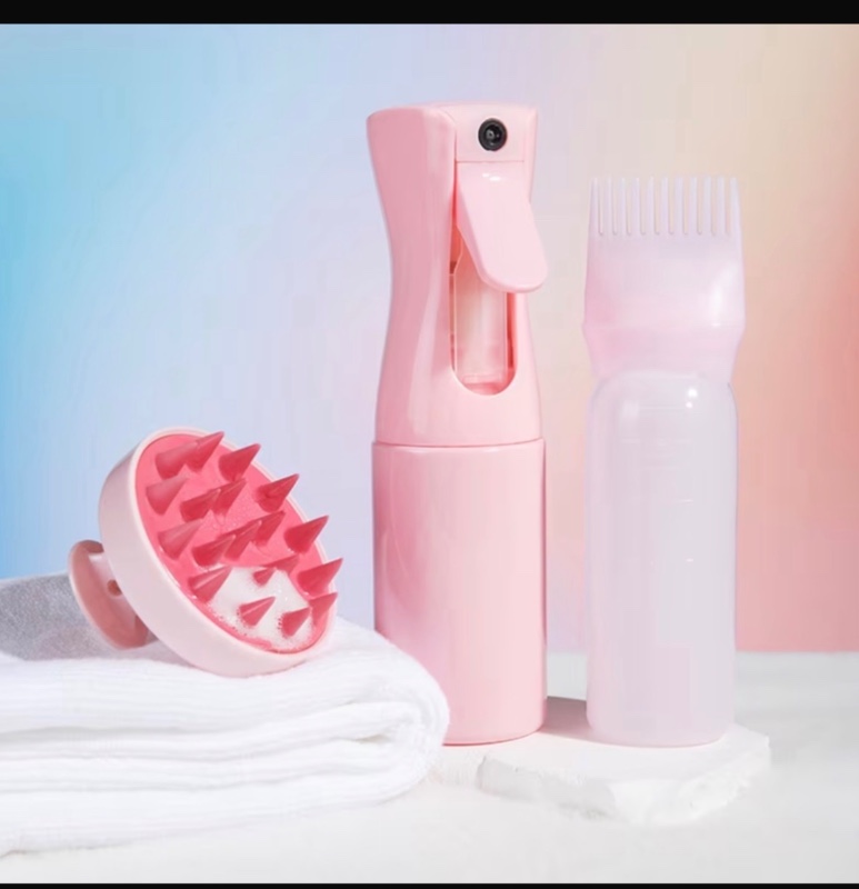 3pcs modeling set, massage hairdresser, apply scalp bottle, continuous spray bottle, cleaning brush shampoo, care scalp, deep cleaning scalp durable, care hair accessories