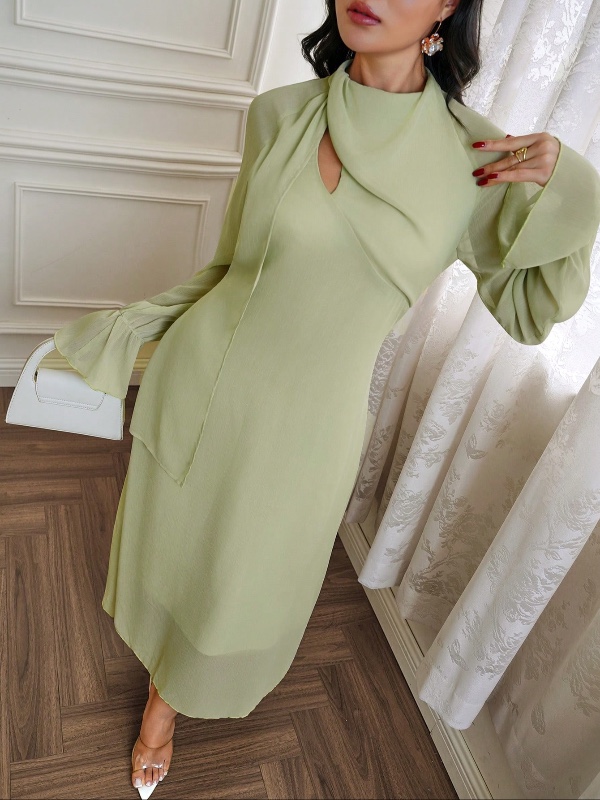 Robe élégante et sexy pour femme Modelyn, coupe sobre, couleur unie pastel avec ceinture – Tenue idéale pour le travail (style « business casual »), l'automne, un brunch, les fêtes ou une remise de diplôme – Nouveauté Zanea Golf.