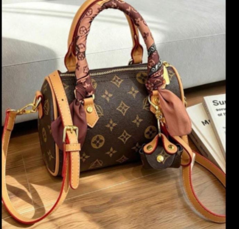 Solid Color Printed PU Leather Handbag With Detachable Crossbody Strap Women's Brown Structured Tote Bag Lightweight Versatile For Daily Use