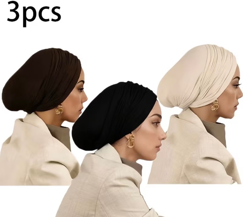 Lot de 3 bandeaux unis faciles à porter – Foulards élastiques et respirants – Style décontracté et polyvalent – ​​Accessoire élégant pour femme