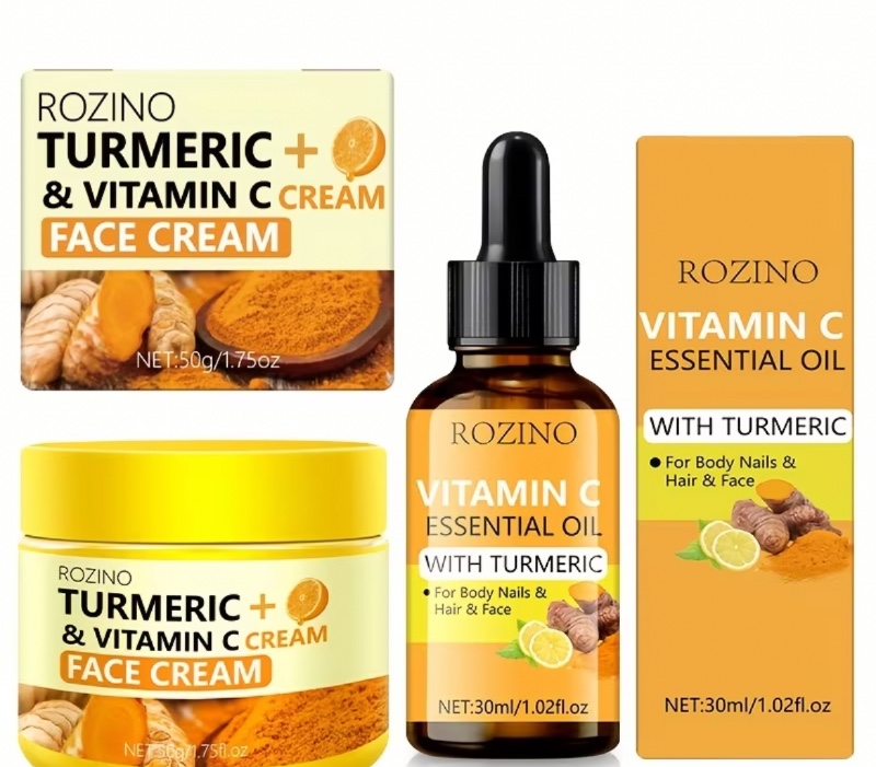 Coffret de soin visage hydratant intensif au curcuma – Effet liftant et raffermissant immédiat (lot de 2) : formulée à partir d'ingrédients naturels, cette soin léger à absorption rapide hydrate instantanément, illumine le teint, retend la peau, atténue