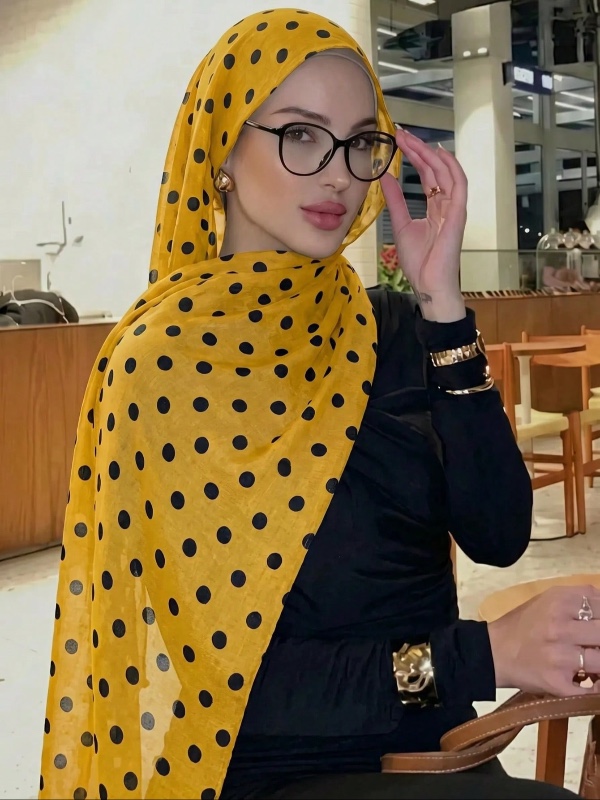 1 foulard/voile à pois élégant et décontracté pour femme – Accessoire de luxe français pour abaya, idéal pour le quotidien et les soirées